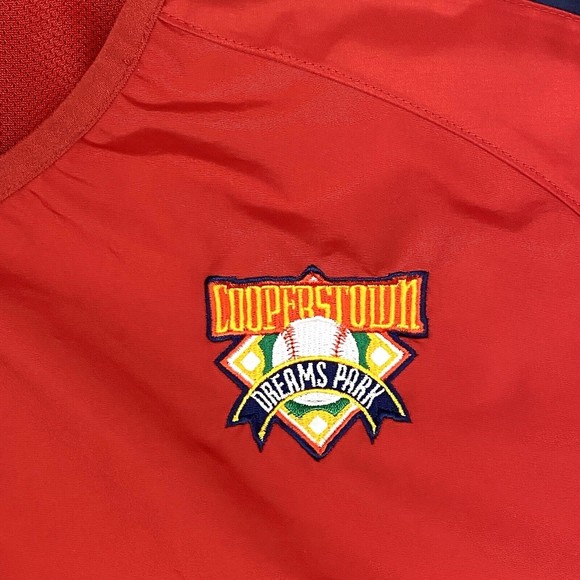 Cooperstown Mens Sz S Baseball Dreams Park Red Pull Over Vented Windbreaker - Picture 2 of 11